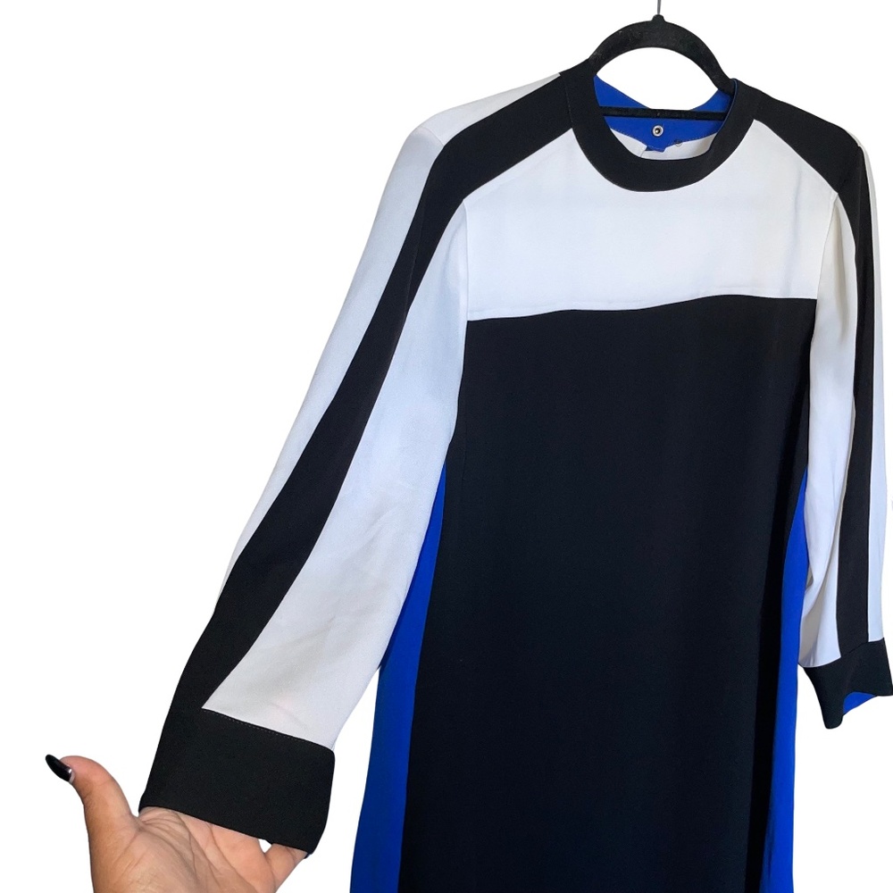 BCBGMaxAzria Black and White Mini Dress with Blue Accents - Picture 8 of 16